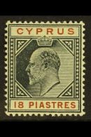 1902-04 18pi Black And Brown, Watermark Crown CA, SG 58, Fine Mint. For More Images, Please Visit... - Altri & Non Classificati