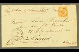 1886 COVER TO FRANCE Bearing 1883 10c Toed By Blurred "MEDELLIN" Oval Cancel With Scarce "TRANSITO / COLON" Very... - Colombia