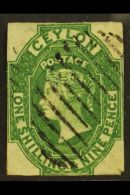 1857 1s 9d Green, Imperf, SG 11, Fine Used, Just Touching On 3 Sides And Small Nick In Bottom Right Corner. Nice... - Ceylan (...-1947)