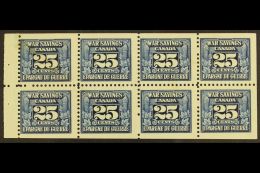 REVENUE STAMPS WAR SAVINGS 1940-41 25c Blue, White Gum, Complete Pane Of 8, Van Dam FWS5c, Never Hinged Mint, A... - Other & Unclassified