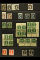 1860-63 Mint And Used Range Covering All Values. Note 1c Black Imperf Proof On Card; 5c Blue Mint (couple Of Tone... - Other & Unclassified
