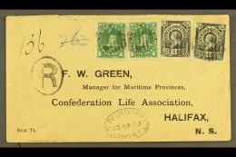 1895 Registered Cover From St Johns To Halifax, NS, Franked 1887 1c Green (20 And 3c Deep Slate (2) Tied By Barred... - Sonstige & Ohne Zuordnung