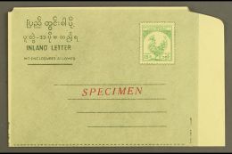 1965 15p Green On Buff "Mythical Bird" Letter Sheet (H&G G3) With Red "SPECIMEN" Overprint, Fine Unused.... - Burma (...-1947)