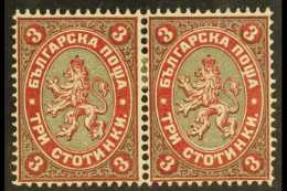 1881 3st Carmine And Grey "Lion", Michel 6, Very Fine Mint HORIZONTAL PAIR. (2 Stamps) For More Images, Please... - Autres & Non Classés