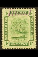 1908-22 1c Green SG34, With Unlisted WATERMARK REVERSED, Fine Used With Part Violet Barred Cancel. For More... - Brunei (...-1984)