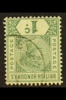 1891-1901 1c Dull Green WATERMARK INVERTED Variety, SG 51w, Very Fine Cds Used, Fresh & Scarce. For More... - Honduras Britannique (...-1970)