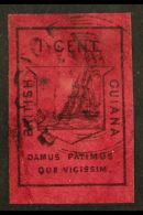 1852 1c Black On Magenta Imperf, SG 9, Used With 4 Large Even Margins & BERBICE Datestamp Of September 1853. A... - Guyane Britannique (...-1966)