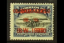 1930 25c Dark Blue & Black Air Graf Zeppelin "Correo Aereo" DOUBLE OVERPRINT Variety (Scott C15b, Sanabria... - Bolivie