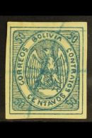 1867-68 50c Blue Condor (Scott 6, SG 11), Fine Used With Pen Cancel, Four Large Margins, Expertized A.Roig. For... - Bolivie