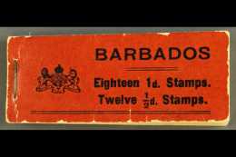 1916 BOOKLET. 1916 2s Black On Red Containing Twelve ½d Stamps (one Missing) & Eighteen 1d Stamps, SG... - Barbades (...-1966)