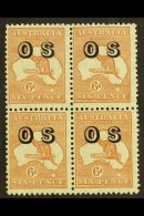 OFFICIAL 1932 6d Chestnut Roo (wmk C Of A) Overprinted "OS", SG O133, Never Hinged Mint BLOCK OF FOUR, Perf Fault... - Altri & Non Classificati