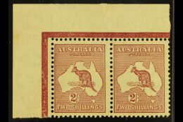 1931-36 2s Maroon Roo (SG 134), Never Hinged Mint Upper Left Corner Pair Including "Chopped Neck Kangaroo"... - Altri & Non Classificati