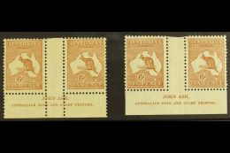 1929 6d Chestnut Roo, Small Multiple Wmk (SG 107), ASH IMPRINT PAIRS With "N" Over "N" And "N" Over "A", BW 22z... - Altri & Non Classificati