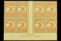 1929 6d Chestnut Roo, Wmk Small Multiple Crown (SG 107), ASH IMPRINT BLOCK OF EIGHT With "N" Over "A", BW 22za,... - Other & Unclassified