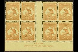 1929 6d Chestnut Roo, Wmk Small Multiple Crown (SG 107), ASH IMPRINT BLOCK OF EIGHT With "N" Over "A", BW 22za,... - Autres & Non Classés