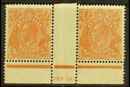 1926-30 5d Orange-brown George V Head, Die II, Perf 13½ X 12½, SG 103a, JOHN ASH Imprint Pair, Fine... - Andere & Zonder Classificatie