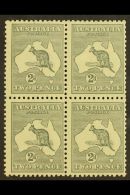 1915-27 2d Grey Roo, Third Wmk (narrow Crown), Die IIA, SG 35dba, BLOCK OF FOUR Never Hinged Mint With Light Even... - Autres & Non Classés