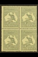 1915-27 2d Grey Roo, Third Wmk (narrow Crown), Die IIA, SG 35dba, BLOCK OF FOUR Never Hinged Mint With Light Even... - Sonstige & Ohne Zuordnung