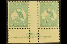 1915-27 1s Blue-green, Die IIB, SG 40b, "JOHN ASH" Mint Gutter Pair From Plate 3. For More Images, Please Visit... - Autres & Non Classés