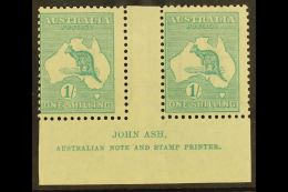 1915-27 1s Blue-green Roo, Die IIB (SG 40b), Ash Imprint Pair With "N" Over "A", BW 33zd, Fine Mint. For More... - Autres & Non Classés