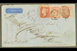 VICTORIA 1861 (26 Apr) Env From London To Melbourne Bearing A Pretty Franking Of GB 1d Rose-red & 4d Rose X2... - Andere & Zonder Classificatie