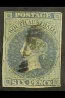 SOUTH AUSTRALIA 1856-58 6d Slate- Blue, SG 10, Used With 4 Margins. For More Images, Please Visit... - Sonstige & Ohne Zuordnung