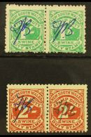 NEW SOUTH WALES REVENUE STAMPS 1930 Swine Duty 1s Pale Green And 2s Brown (Barefoot 8 & 10), HORIZONTAL PAIRS... - Autres & Non Classés