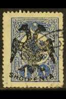 1913 1pi Ultramarine, Perf 12, With "Double Eagle" Handstamp, Michel 7 Or SG 7, Very Fine Used, Expertised DROESE... - Albanien