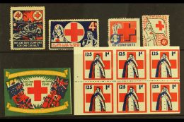 RED CROSS Group Of South African Labels Incl. Four Different 4d Charity Labels For Affixing To Envelopes, Booklet... - Non Classés