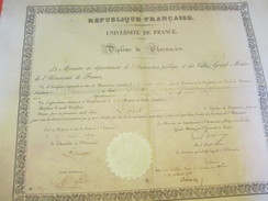 Diplôme De Pharmacien/R F/Université De France/Ministre De L'Instruction Publique Et Des Cultes/ LOCK/1850        DIP160 - Diploma's En Schoolrapporten