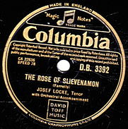 78 T. 25 Cm - état B - JOSEF LOCKETénor - THE ROSE OF SLIEVENAMON - THE BARD OF ARMAGH - 78 T - Disques Pour Gramophone