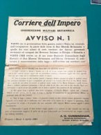 1941)Avviso Della Giursdizione Militare Britannica  Sui Territori Dell'Africa Orientale 04 Aprile 1941 - Documents