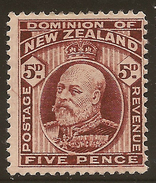 NZ 1909 5d KEVII P14x14.5 SG 391 HM #YS277 - Ongebruikt