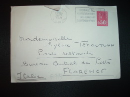 LETTRE TP MARIANNE DE BEQUET 0,50 OBL.MEC.26-7-1971 PARIS 97 + POSTE RESTANTE FLORENCE ITALIE - 1971-1976 Marianne (Béquet)