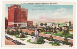 Providence Rhode Island RI, The Mall - Biltmore Hotel And Depot C1940s Vintage Postcard - Providence