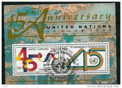 UN New York 1990 45 Years United Nations, Mi Bloc 11 Cancelled(o) - Usati
