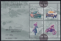 Finnland, 1995, 1297/00 Block 16,  Briefmarkenausstellung FINLANDIA ’95, Helsinki; Motosport.  MNH * - Blocchi E Foglietti