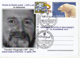 ANTARCTIC EXPEDITION, TH. NEGOITA-FIRST ROMANIAN AT SOUTH POLE, SPECIAL POSTCARD, 2012, ROMANIA - Antarctische Expedities