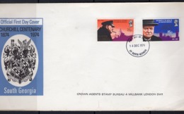 South Georgia 1974, Churchill, 2val In FDC - South Georgia