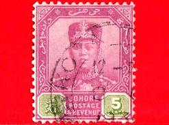 MALESIA - Malaya - JOHORE - Usato - 1922 - Sultan Ibrahim - 5 - Johore