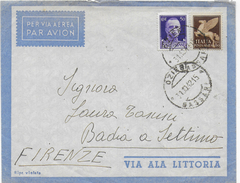 STORIA POSTALE REGNO - BUSTA ALA LITTORIA SPEDITA VIA AEREA  31.12.1942 DA OZIERI A BADIA A SETTIMO - Storia Postale (Posta Aerea)