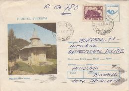 55893- VORONET MONASTERY, ARCHITECTURE, REGISTERED COVER STATIONERY, 1993, ROMANIA - Abbeys & Monasteries