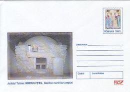 55897- NICULITEL MONASTERY, GROTTO, ARCHITECTURE, COVER STATIONERY, 2002, ROMANIA - Abadías Y Monasterios