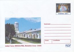 55898- NICULITEL COCOS MONASTERY, ARCHITECTURE, COVER STATIONERY, 2002, ROMANIA - Abbeys & Monasteries