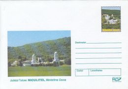 55899- NICULITEL COCOS MONASTERY, ARCHITECTURE, COVER STATIONERY, 2002, ROMANIA - Abdijen En Kloosters