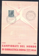 Italy Italia 1954 Maximum Card; Gymnastics Gymnastique Turnen; World Championships In Roma; Campionati Del Mondo - Gymnastics