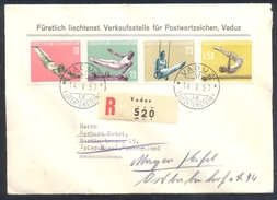 Liechtenstein 1957 Registered Cover; Gymnastics Gymnastique Turnen; - Gymnastics