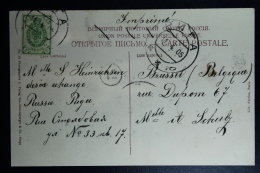 Letland / Latvia Postcard 1905 With Russian 2 K Stamp From Riga To Brussel Belgium - Letland