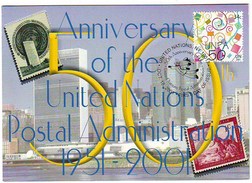 U.N. N.U.NY MC 2001 UNPA 50th Anniver United Nations Postal Administration - Maximum Cards
