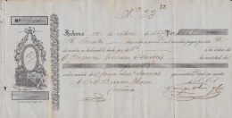 E5232 CUBA SPAIN ESPAÑA. 1857 EXCHANGE BANK CHECK NORIEGA OLMO Y Ca. - Chèques & Chèques De Voyage